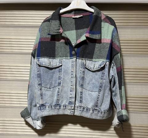 Qadın/Unisex hibrid gödəkçə – denim və flanel kombini - Üst hissə — 7 ₼ · Digah · Jaketlər Qadın/Unisex hibrid gödəkçə – denim və flanel kombini - Üst hissə — Digah