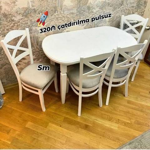 Mətbəx üçün, Yeni, Açılan, Oval masa, 4 stul — Үстелдер және орындықтар