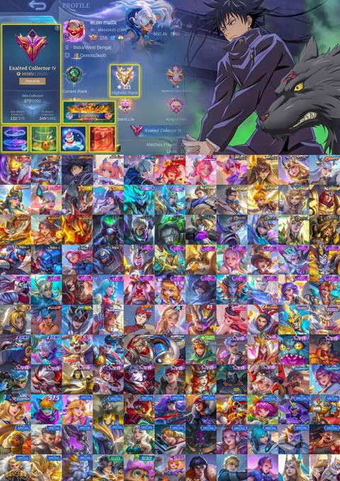 Mobile Legends hesabı təqdim olunur. Profil göstəriciləri: - Exalted — Агдаш