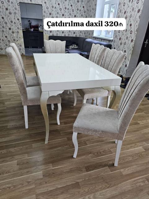 Masa dəsti satılır çatdırılma daxil 320₼. 6 oturcağı var.Ünvan — Mebel