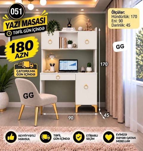 051 model yazı masası funksional və kompakt quruluşa malik mebeldir — 180 ₼ · Дигях · Kompüter masaları və kresloları 051 model yazı masası funksional və kompakt quruluşa malik mebeldir — Дигях