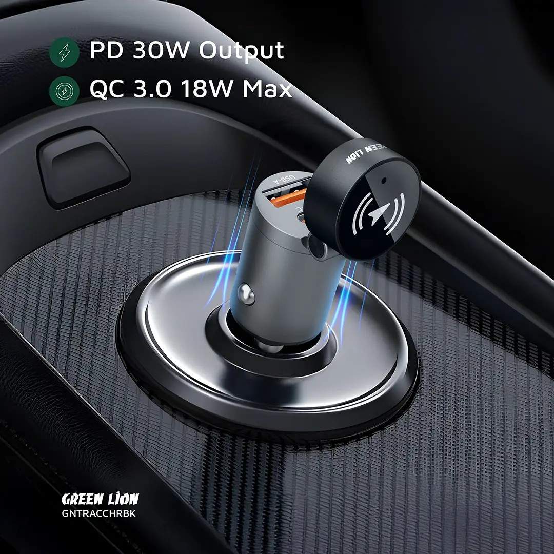 Green Lion Tracker Dual Port Car Charger - Black — Şarj cihazları, Bakı (3)