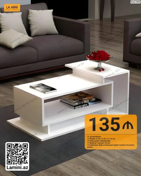 LA Mını jurnal masası - Model: Kod 2426 - Ölçülər: 60 45 110 sm — Baku