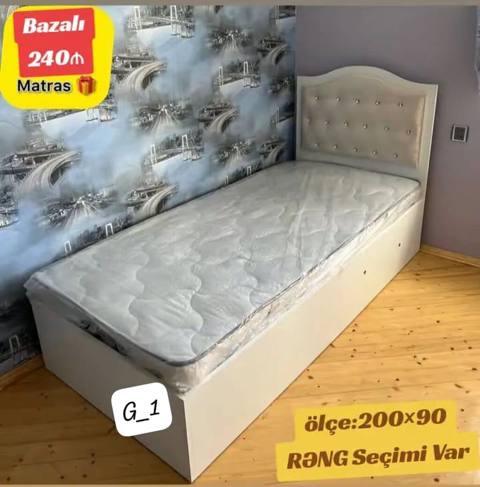 Bazalı tək nəfərlik çarpayı - Ölçü: 200 90 sm - Bazalı — Mobilya