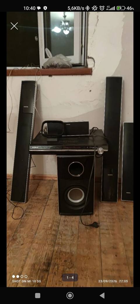Sony ev kinoteatrı audio sistemi. Dəstə aşağıdakı hissələr daxildir — Baku
