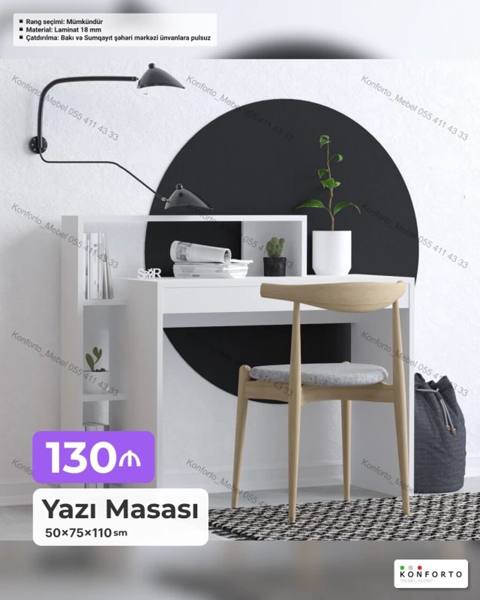 Yazı masası – funksional və minimal dizayn Ölçü: 50×75×110 sm — 130 ₼ · Баку · Kompüter masaları və kresloları Yazı masası – funksional və minimal dizayn Ölçü: 50×75×110 sm — Баку