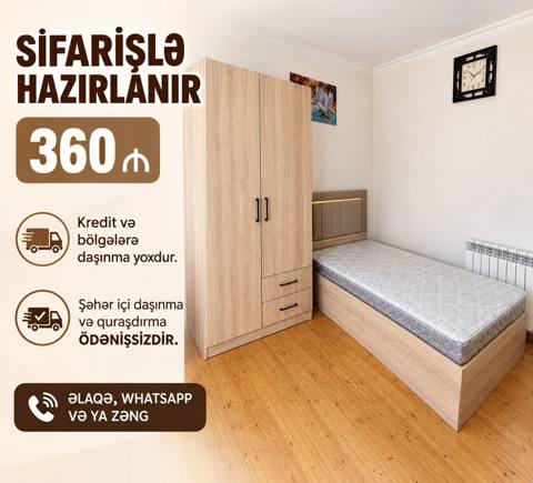 Sifarişlə hazırlanan yataq otağı dəsti - Komplekt: tək nəfərlik — 360 ₼ · Bakı · Yataq otağı mobilya dəstləri Sifarişlə hazırlanan yataq otağı dəsti - Komplekt: tək nəfərlik — Bakı