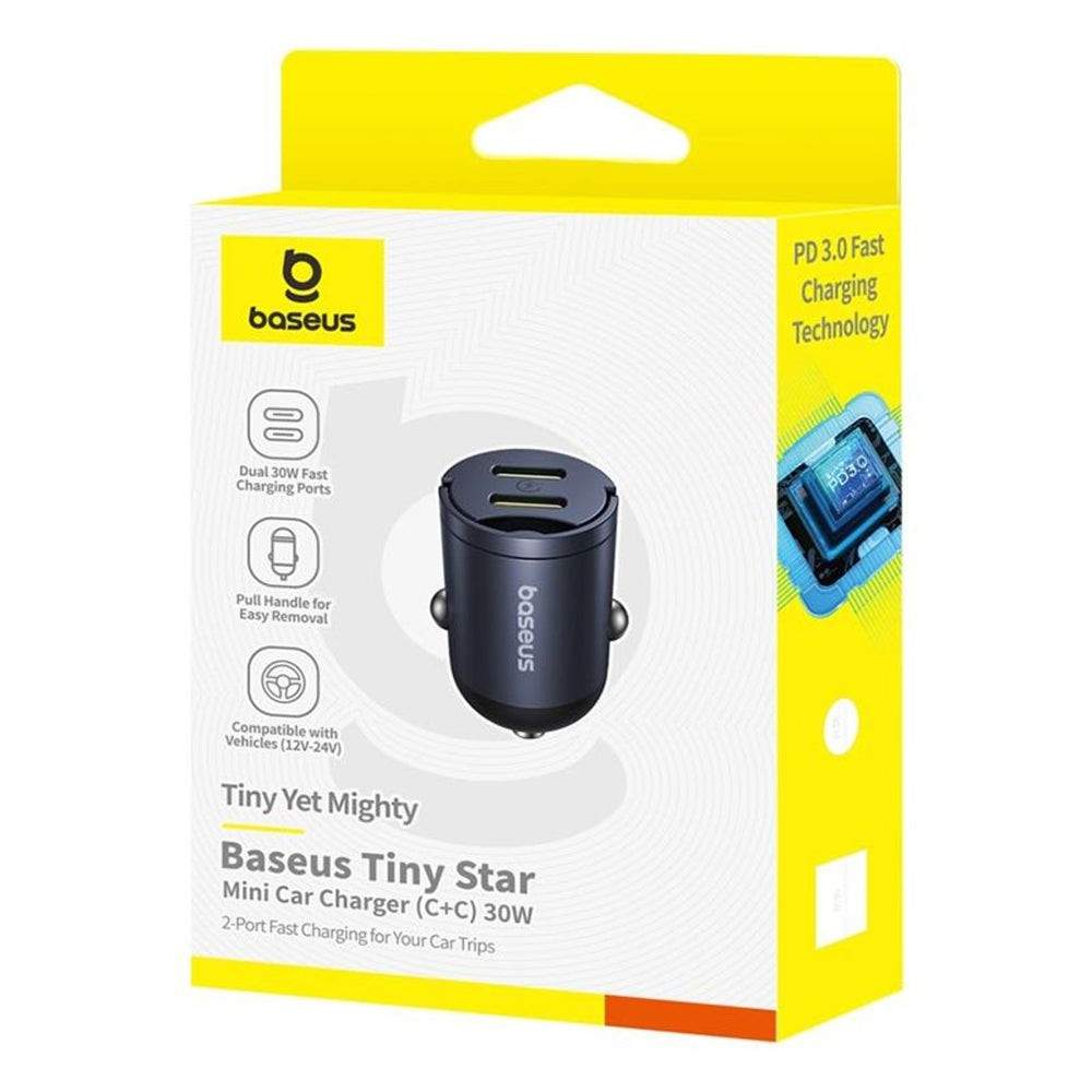 Baseus Tiny Star Mini Car Charger 2C 30W - Cosmic Black — Şarj cihazları, Bakı (4)