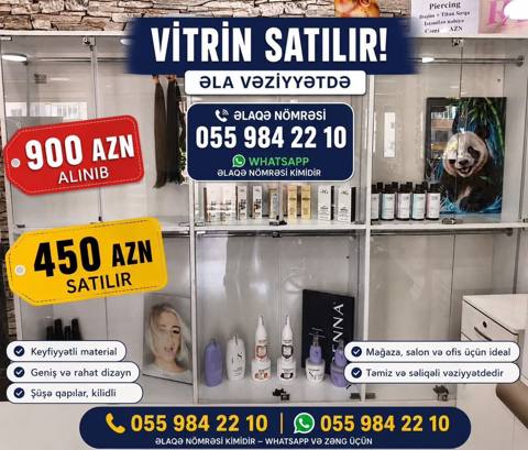 Vitrin satılır - Material: keyfiyyətli konstruksiya, şüşə qapılar — 450 ₼ · Баку · Vitrini Vitrin satılır - Material: keyfiyyətli konstruksiya, şüşə qapılar — Баку