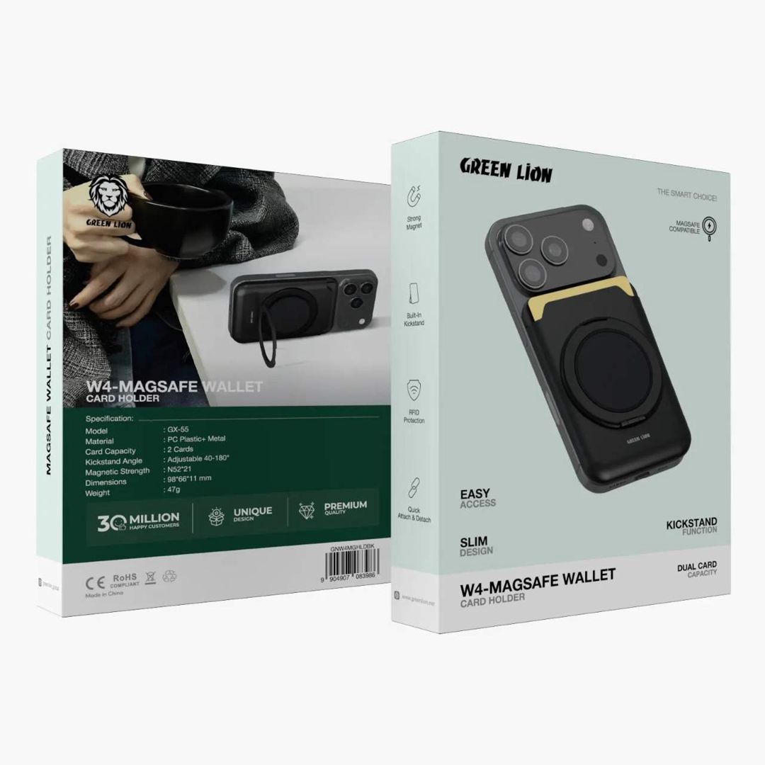 Green Lion W4 MagSafe Wallet Card Holder - Black — Mallar, Bakı (3)