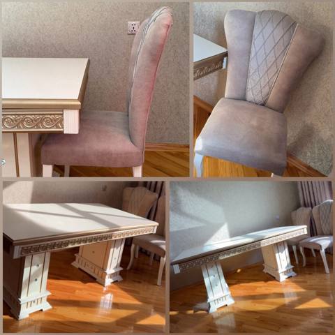 Qonaq otağı üçün, İşlənmiş, Kvadrat masa, 6 stul — Баку