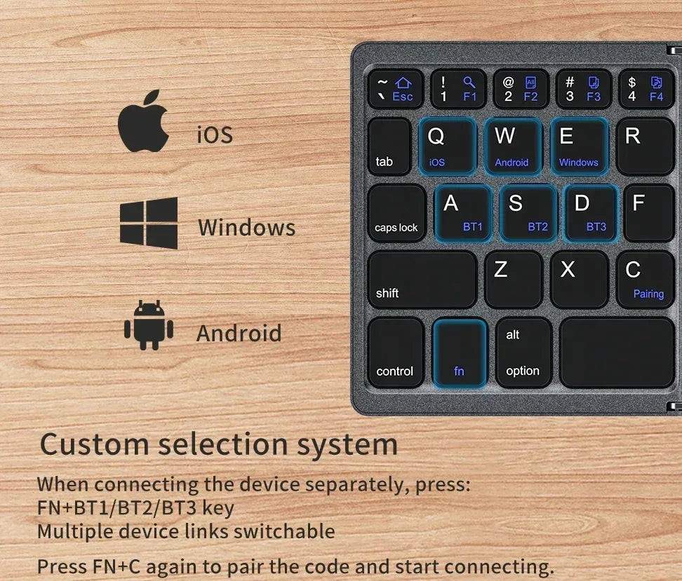 Recci RCS-K01 Triple Folding Bluetooth Keyboard with Touchpad — Smartfon aksesuarları, Bakı (4)