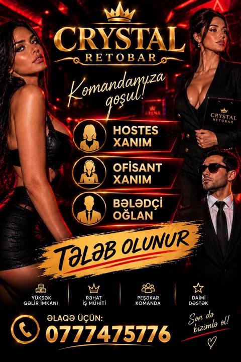 Hostes, qeydiyyatçı tələb olunur, 18-29 yaş, Təcrübəsiz — 35 ₼ · Bakı · Restoranlar, Turizm Hostes, qeydiyyatçı tələb olunur, 18-29 yaş, Təcrübəsiz — Bakı