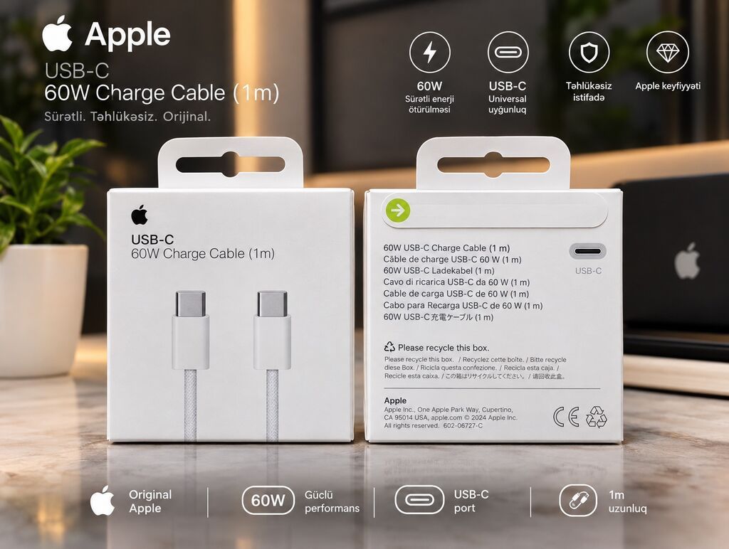 Kabel Apple, Type C (Usb-c), Yeni — Smartfon üçün kabelləri və keçidçilər, Digah