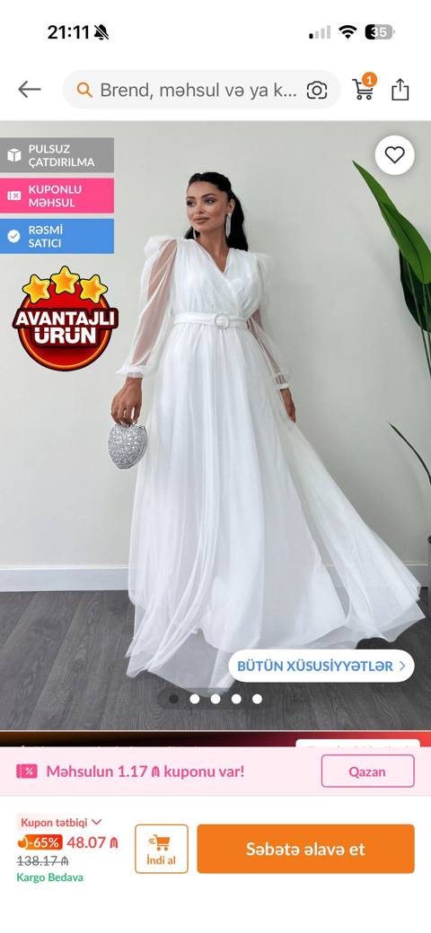 55 azn alinmishdi, nigah ucun, razmer boyuk oldugu ucun geyinmedim — 20 ₼ · Дигях · Axşam paltarları 55 azn alinmishdi, nigah ucun, razmer boyuk oldugu ucun geyinmedim — Дигях