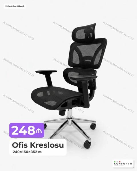 Ofis kreslosu Erqonomik dizayna malik qara rəngli ofis kreslosu — 248 ₼ · Bakı · Ofis mebeli Ofis kreslosu Erqonomik dizayna malik qara rəngli ofis kreslosu — Bakı