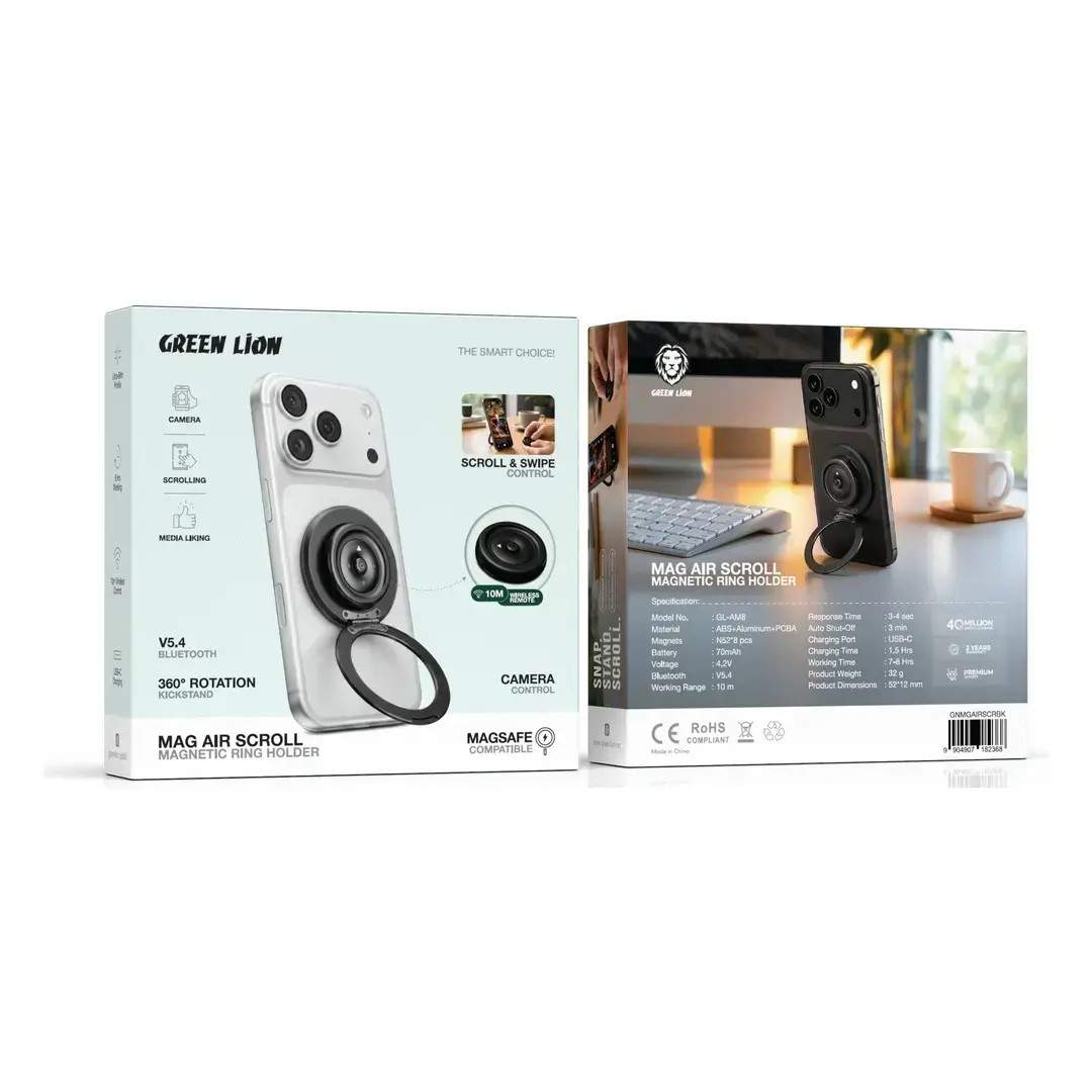 Green Lion MAG AIR Scroll Magnetic Ring Holder - Black — Vəsiqə flaş, Bakı (3)