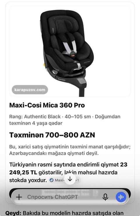 Maxi-Cosi uşaq avtomobil oturacağı. Tanınmış Maxi-Cosi brendinə — Baku