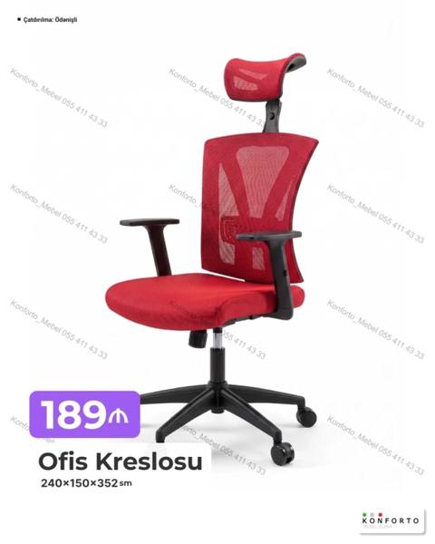 Ofis kreslosu Qırmızı rəngli, müasir dizaynlı ofis kreslosu — 189 ₼ · Bakı · Ofis mebeli Ofis kreslosu Qırmızı rəngli, müasir dizaynlı ofis kreslosu — Bakı