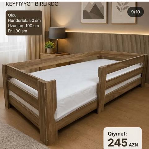 Möhkəm taxta çərçivəli tək nəfərlik çarpayı. Xüsusiyyətlər: - Ölçü — 245 ₼ · Digah · Yataqlar Möhkəm taxta çərçivəli tək nəfərlik çarpayı. Xüsusiyyətlər: - Ölçü — Digah