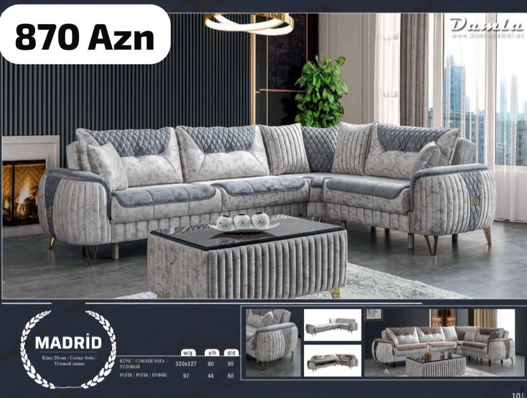 Künc divan, Yeni, Pulsuz çatdırılma — Divanlər, Xırdalan (10)