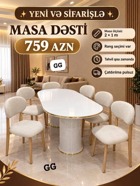 Masa dəsti – yeni və sifarişlə - Dəstin tərkibi: Oval formalı yemək — Tovarlar
