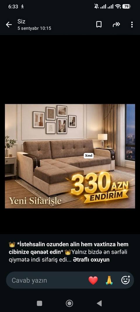 İstehsalin ozunden alin hem vaxtinza hem cibinize qənaət edin — 330 ₼ · Bakı · Divanlər İstehsalin ozunden alin hem vaxtinza hem cibinize qənaət edin — Bakı