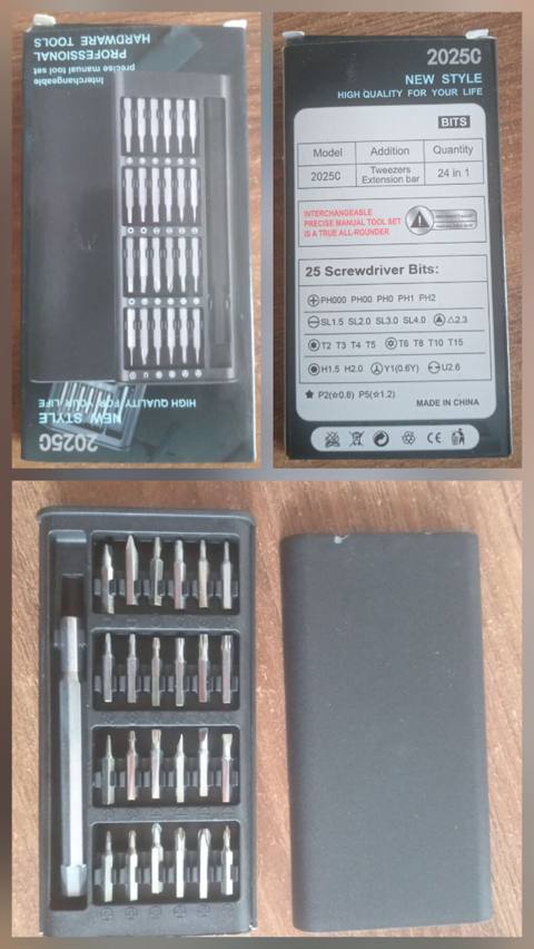 2025C dəqiqlikli tornavida dəsti – 24‑ü 1‑də - Model: 2025C - Tərkib — Bakı