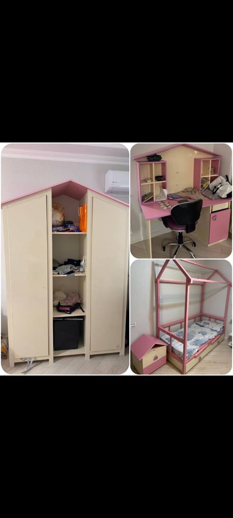 Qız üçün, İşlənmiş, Təknəfərlik çarpayı, Yazı masası, Dolab, Tumba — 200 ₼ · Baku · Uşaq mebeli dəstləri Qız üçün, İşlənmiş, Təknəfərlik çarpayı, Yazı masası, Dolab, Tumba — Baku