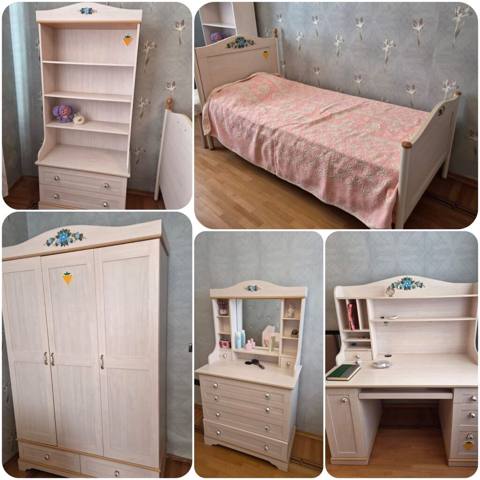 Qız üçün, İşlənmiş, Təknəfərlik çarpayı, Yazı masası, Dolab, Termo — 600 ₼ · Baku · Uşaq mebeli dəstləri Qız üçün, İşlənmiş, Təknəfərlik çarpayı, Yazı masası, Dolab, Termo — Baku