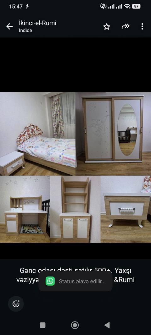Gənc odası dəsti satılır 500₼. Yaxşı vəziyyətdədir. Ünvan:Sumqayıt — 500 ₼ · Baku · Uşaq mebeli dəstləri Gənc odası dəsti satılır 500₼. Yaxşı vəziyyətdədir. Ünvan:Sumqayıt — Baku