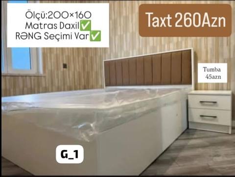 Taxt – 260 AZN - Ölçü: 200×160 - Matras daxildir - Rəng seçimi var — ავეჯი