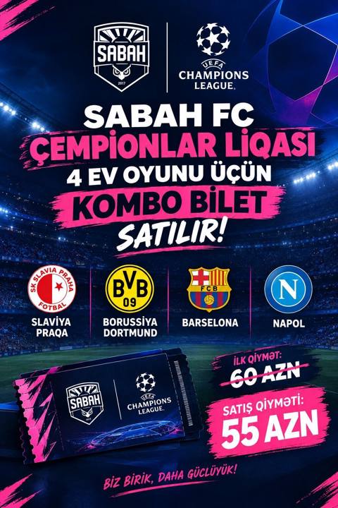 Sabahin novbeti 4 cempionla liqasi oyunu ucun kombo bilet — Baku