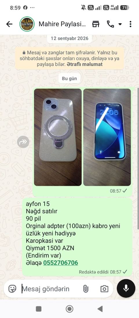IPhone 15, 128 GB, Ağ — Baku