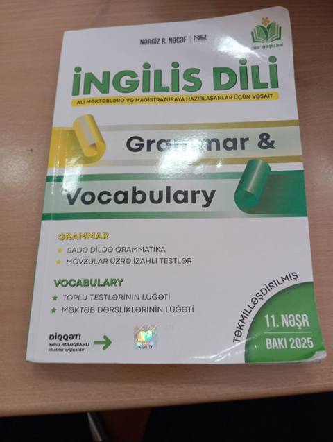 Nərgiz r.nəcəf ingilis dili grammar and vocabulary satılır ucuz — 3 ₼ · Jabrayil · Fərdi dərslər Nərgiz r.nəcəf ingilis dili grammar and vocabulary satılır ucuz — Jabrayil
