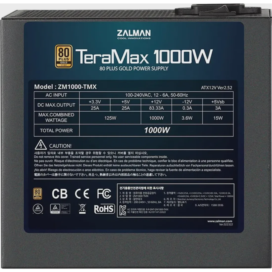 Zalman TeraMax [1000W] ZM1000-TMX Black — Qida bloklari, Bakı (5)