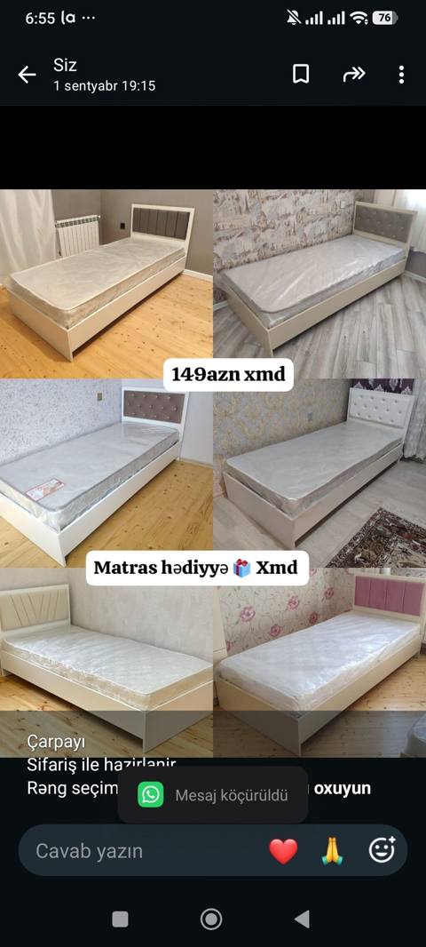 Çarpayı Sifariş ile hazirlanir Rəng seçimi mövcuddur Ölçü 90*2 — Goods