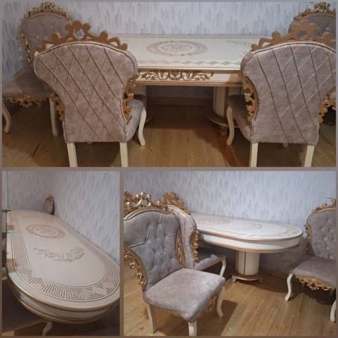 Qonaq otağı üçün, İşlənmiş, Oval masa, 6 stul — Bakı