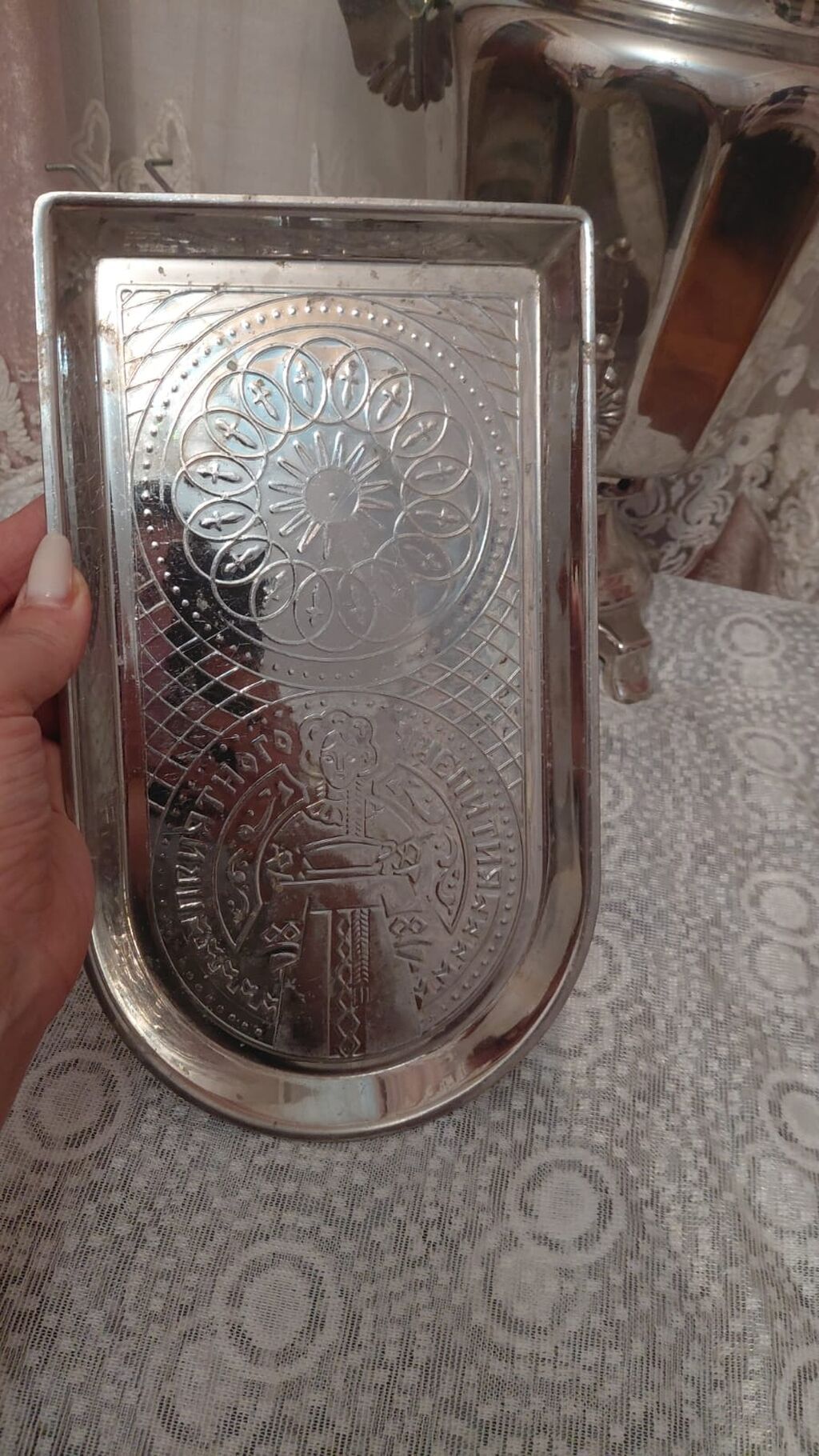 Klassik metal samovar dəsti - Material: cilalanmış metal (xrom — Qablar və mətbəx əşyaları, Bakı (4)