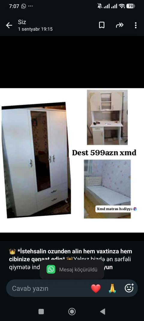 İstehsalin ozunden alin hem vaxtinza hem cibinize qənaət edin — Yotoqxona mebeli