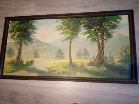 Yağlı boya tablo – təbiət mənzərəsi Əl işi - Mövzu: Sakit dağ — 150 ₼ · Masazır · Şəkillər, plakatlular və çərçivələr Yağlı boya tablo – təbiət mənzərəsi Əl işi - Mövzu: Sakit dağ — Masazır