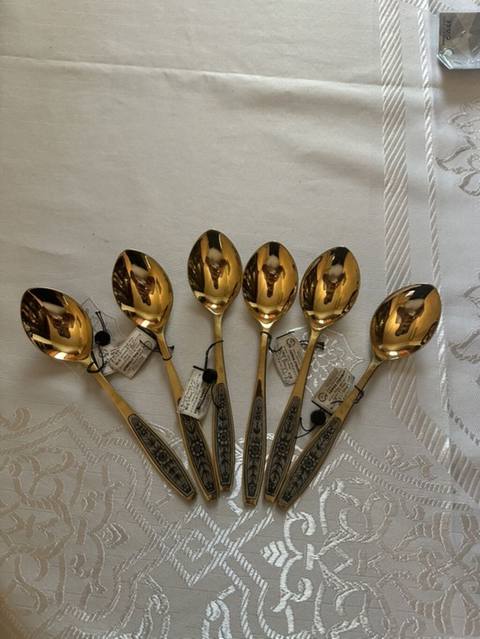 Qızılı çay qaşığı dəsti – 6 ədəd - Material: metal əsaslı, qızılı — 1 800 ₼ · Baku · Qablar və mətbəx əşyaları Qızılı çay qaşığı dəsti – 6 ədəd - Material: metal əsaslı, qızılı — Baku