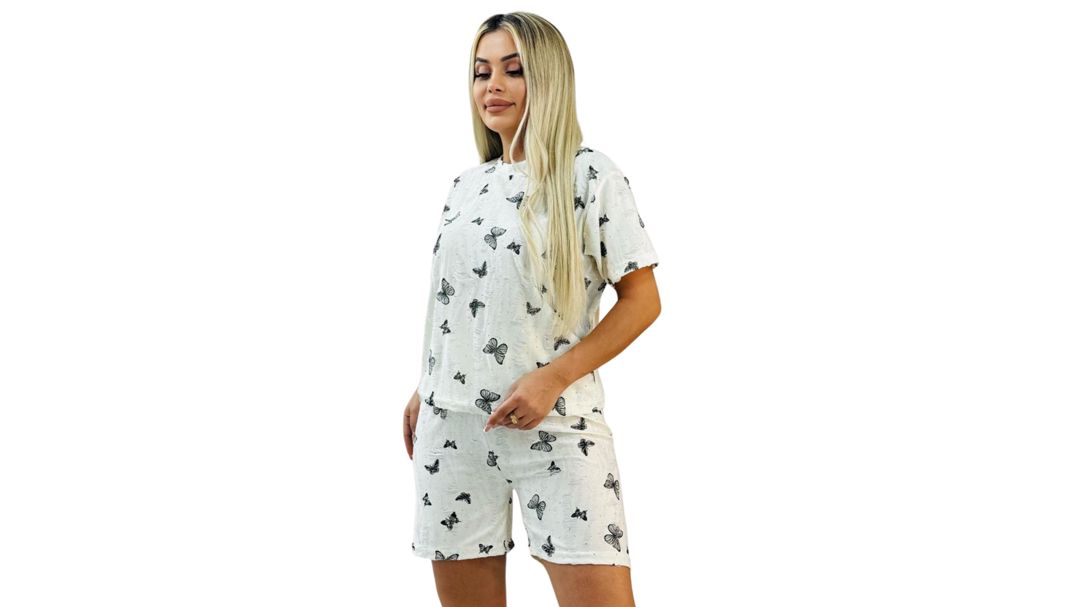 Qadınlar üçün şortlu dəst 2110000004055, ağ, pambıq, ölçü One size — Mallar, Bakı