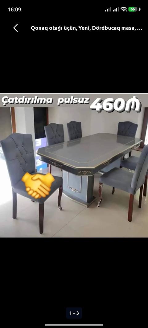 Qonaq otağı üçün, Yeni, Açılmayan, Dördbucaq masa, 6 stul — 460 ₼ · Дигях · Masalar və stullar Qonaq otağı üçün, Yeni, Açılmayan, Dördbucaq masa, 6 stul — Дигях