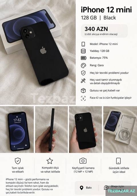 Iphone 12mini — 340 ₼ · Bakı · Smartfonlar Iphone 12mini — Bakı