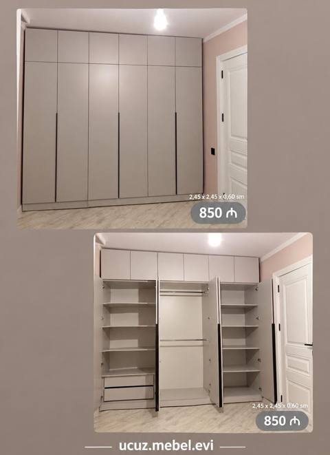 Model: Geniş qapalı qarderob sistemi - Ölçülər: 2,45 2,45 0,60 m — Баку