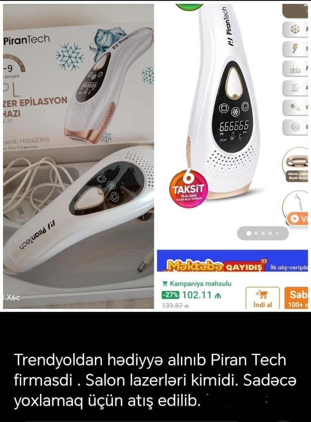 Lazer epilyatoru, Yeni, Ödənişli çatdırılma — Usturalar, trimmerler və epilyatorlar, Samux