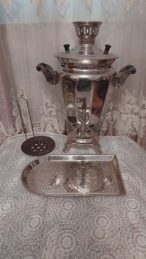 Klassik metal samovar dəsti - Material: cilalanmış metal (xrom — Baku
