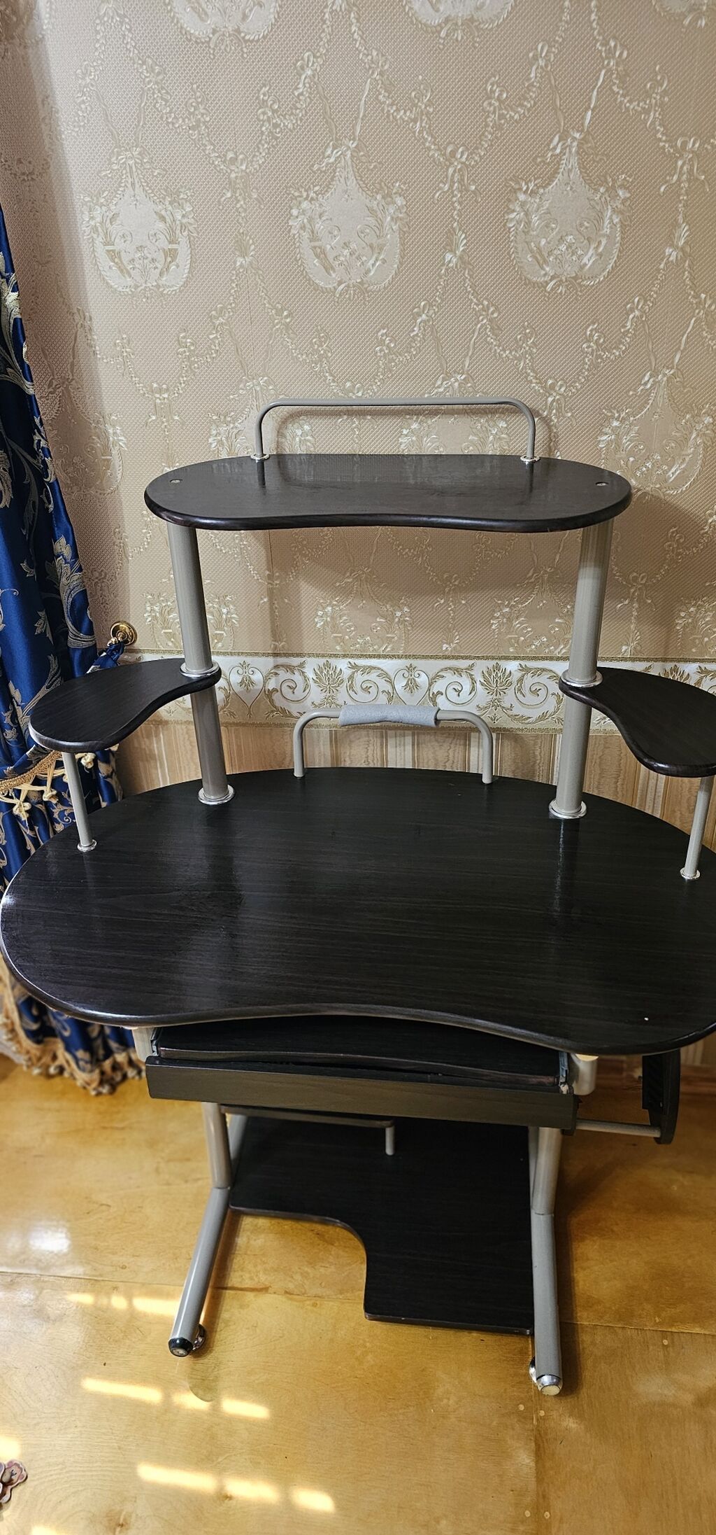 Düz masa, Polkalı, Siyirməli, Metal — Kompüter masaları və kresloları, Saray (2)