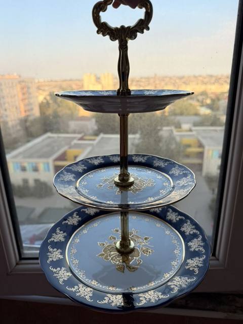 Tort və şiriniyyat qabı, rəng - Göy, Farfor, Çexiya — Баку
